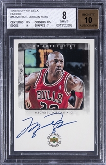 1998-99 Upper Deck Encore "UD Authentics Autographs" #MJ Michael Jordan Signed Card - BGS NM-MT 8/BGS 10
